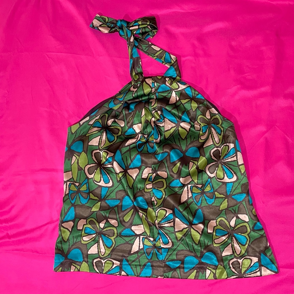 Silky Multi color retro halter top